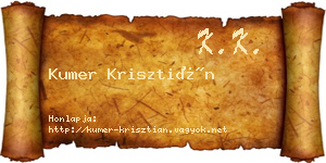 Kumer Krisztián névjegykártya